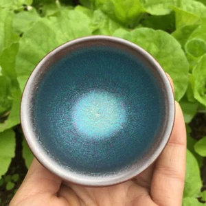 JZ220401-248 Jian zhan 60ml Small Tenmoku Tea Cup Blue Porcelain Tea Bowl China - Picture 1 of 6
