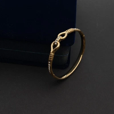 Armreif Edelstahl Goldfarben Strasssteine Armband Damen Armschmuck elegant - Bild 1 von 4