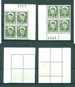 Greenland. 1950. 2. 4-Block Marginal # 1717. Cancel 1 Ore King Frederik IX. - Picture 1 of 1