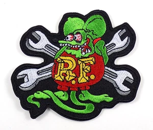 RAT FINK EMBROIDERED PATCH IRON/SEW ON 3-1/2" x 3" WRENCHES CUSTOM BIKES & CARS - Bild 1 von 2