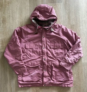 VTG LL Bean Baxter State Parka Plaid Wool Lined Womens L Dusty Pink Large USA - Picture 1 of 7