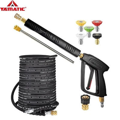 Pistola de lavadora a presión YAMATIC 4000 PSI y kit de manguera de lavadora eléctrica de goma, 50/100 pies Foto 1 de 4