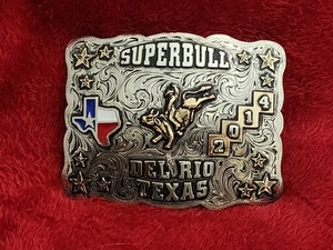 Champion Superbull Bull Riding X~Treme Trophy Belt Buckle☆Del Rio☆Texas☆2014☆384 - Picture 1 of 14