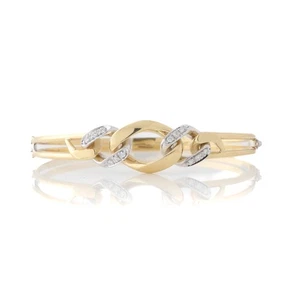 Diamond Curb Link Hinged Bangle Bracelet 18k yellow gold - Picture 1 of 4