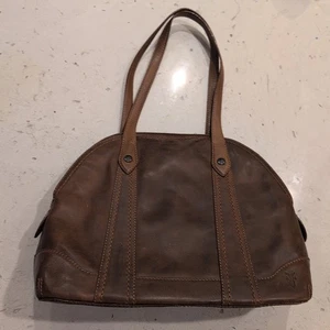 FRYE Melissa Domed Leather Shoulder Bag Triple Compartment Double Straps - Picture 1 of 15