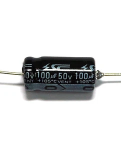 20pc Electrolytic Capacitor GHA 100uF 50V 105℃ 2000hrs φ8x16mm Axial RoHS SC - Picture 1 of 4