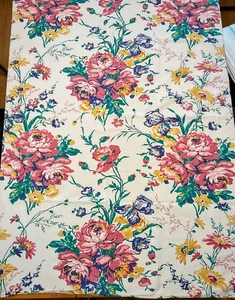 Vintage Linen Tablecloth Spring Easter Floral 43 x 51 Rectangle Flower Botanical - Picture 1 of 9