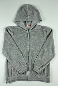 Du Pareil Au Meme Girls 10 Ans Gray Velour Velvet Zip Up Hoodie Sweatshirt - Picture 1 of 16
