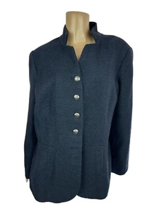 Coldwater Creek Size 18 Jacket Blue w Silver Metallic Long Sleeve Button-Up Poly - Picture 1 of 7