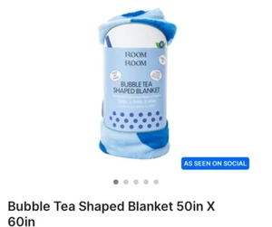 Blue Bubble Tea Shaped Blanket-- 50 x 60--Brand New Soft - Picture 1 of 7