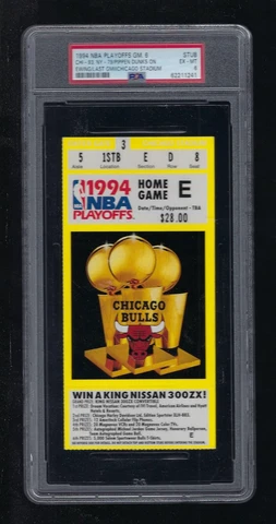 PSA 6 - PIPPEN DUNKS ON EWING - 1994 NBA KNICKS @ BULLS TICKET STUB - MJ JORDAN Cover