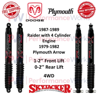 Juego Amortiguador Skyjacker Negro MAX 1-2" Delantero 0" Trasero Para Dodge Raider Plymouth Arrow Foto 1 de 4