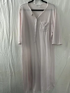 Vintage Komar Womens Powder Pink 3/4 Sleeve long Shirt Nightgown Pocket Sz Large - Picture 1 of 12