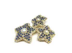 Bottone gioilello vintage STELLA madreperla strass AZZURRO CM 2,5 - Picture 1 of 2