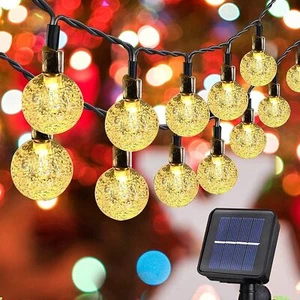 Solar Powered 100 LED Fairy String Lights Outdoor Garden Waterproof Crystal Ball - Picture 1 of 10