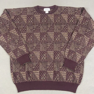 Suéter De Colección Tricots St Raphael Para Hombres XL Borgoña Geométrico Lana Abuelo Tejido - Imagen 1 de 8