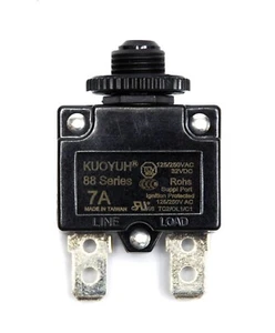 100pc 7A Circuit Breaker 88 series 125/250VAC 50/60Hz UL TUV VDE KUOYUH Taiwan - Picture 1 of 5