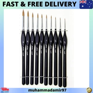 Kolinsky Sable Detail Paint Brush Set - 10Pcs, Perfect for Fine Detailing & Art - Picture 1 of 15