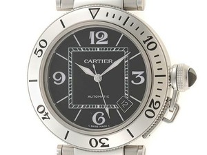 Cartier Pasha Seatimer W31077M7 Black Dial Black Stainless Automatic 　[473]
