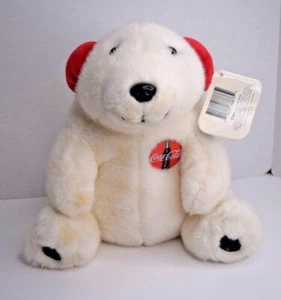 Vintage White Coca Cola Polar Bear Plush with Ear Muffs 10" 1994 with Tag - Bild 1 von 9