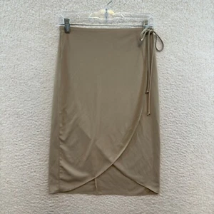 90s Y2K Vintage Wrap Midi Skirt Medium Tan Slinky Stretch Boho Fairy Grunge - Picture 1 of 10