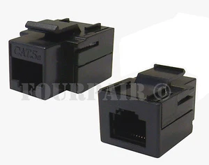 CAT5e Inline Coupler Keystone RJ45 Female to Female Snap-In Jack Insert - Black - Picture 1 of 1