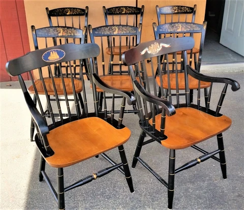 HITCHCOCK CHAIRS, Set of 8 = 6 Side Chairs & 2 Armed Captain Chairs Cover