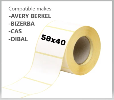SOFTWARE RETAIL 58x40mm Scale Labels - 8, 16, 24, 44 Rolls (CAS, Dibal, Bizerba, Avery Berkel)
