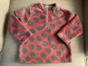 Hanna Andersson Girl 4 (100) Deep Pink w/ Gray Polka Dots Polyester Fleece - Picture 1 of 18