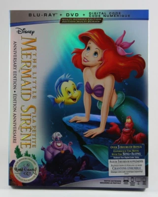 LITTLE MERMAID Bluray + DVD Anniversary Edition Slipcover Disney SEALED 2019 - Image 1 of 4