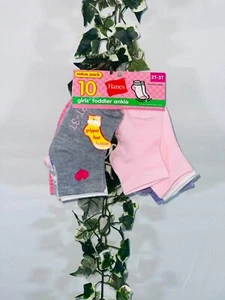 Girls Toddler ankle socks Hanes 10 pairs 2T-3T - Picture 1 of 5
