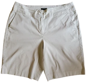 Ann Taylor Women's Beige Chino Shorts Size 8 Flat Front Cotton Casual Summer - Picture 1 of 8