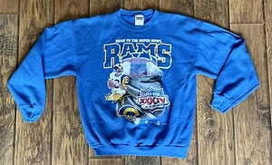 Vintage STL Rams Road to the Super Bowl Pullover Sweatshirt — Mens Large — 2000 - Picture 1 of 8