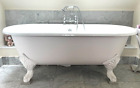 Free Standing 'Roll Top' White Enamelled Traditional Bath On Feet