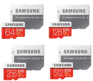 Samsung Evo Plus 64GB,128GB,256GB,512GB microSD SDXC Class 10 U3 memory card  - Picture 1 of 24