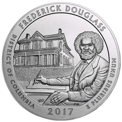 2017 5 Oz Silver C25 ATB District Of Columbia FREDERICK DOUGLASS Burnished Coin. - Image 1 of 4
