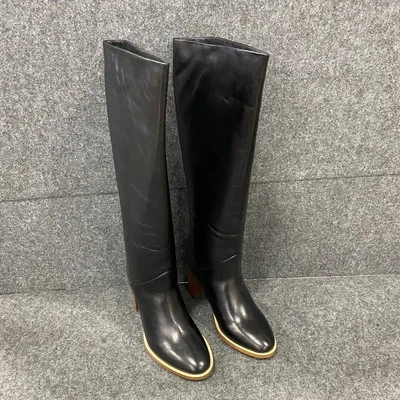 Bota alta de cuero con caña alta BANANA REPUBLIC para mujer talla 8 negra Foto 1 de 4