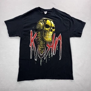 Korn Shirt Herren Large schwarz Grafik Band Tour 2011 Totenkopf Kopfhörer T-Shirt Tee - Bild 1 von 9