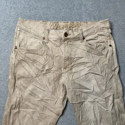 Jeans Wrangler Para Hombres 32x32 Beige Denim Desteñido Retro Ajustado Bootcut Western Adulto Foto 1 de 4