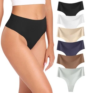 Womens Underwear High Waisted Seamless Thongs for Women Breathable No Show Pa... - Picture 1 of 7