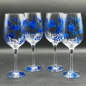Mattanah Floral 9" White Wine Glasses - Set of 4 - Mint - Picture 1 of 9