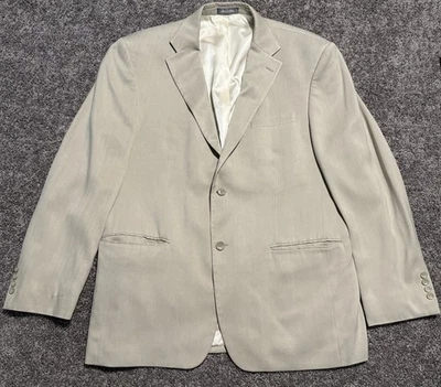 Blazer chaqueta deportiva Oscar De La Renta 100 % seda tostado 44R espiga leer Foto 1 de 4