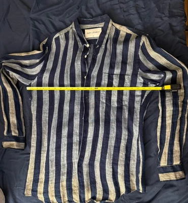 Our Legacy Men's First Shirt large Thick White blue stripe - Image 1 of 4