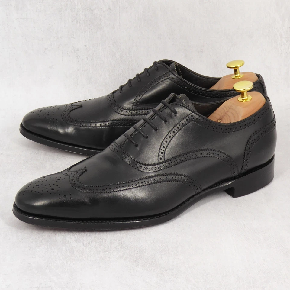 UK 9 G - Joseph Cheaney Imperial Black Calf Oxford Brogue Shoes Scarpe - Imagen 1 de 4