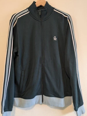 Chaqueta deportiva original Penguin para hombre talla pequeña verde y como nueva con rayas blancas Foto 1 de 4