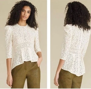 Veronica Beard - Mayme Peplum Lace Blouse Ivory Size 4 NWT - Picture 1 of 10