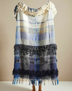 All Roads Design Throw Blanket Anthropologie Bloomfield Fringe Handcrafted NEW - Picture 1 of 3