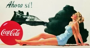 Vintage Coca-Cola Postkarte Badeanzug Pinup Style Werbung 1997 Gedenkmünze - Bild 1 von 5