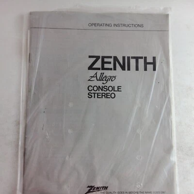 Zenith Allegro Console Stereo Operating Instruction Manual Safety Tips - Image 1 of 2