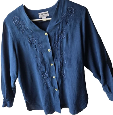 Blusa Para Mujer Alfred Dunner Cerúlea Madreperla Botón Manga Larga Talla 10 Foto 1 de 4